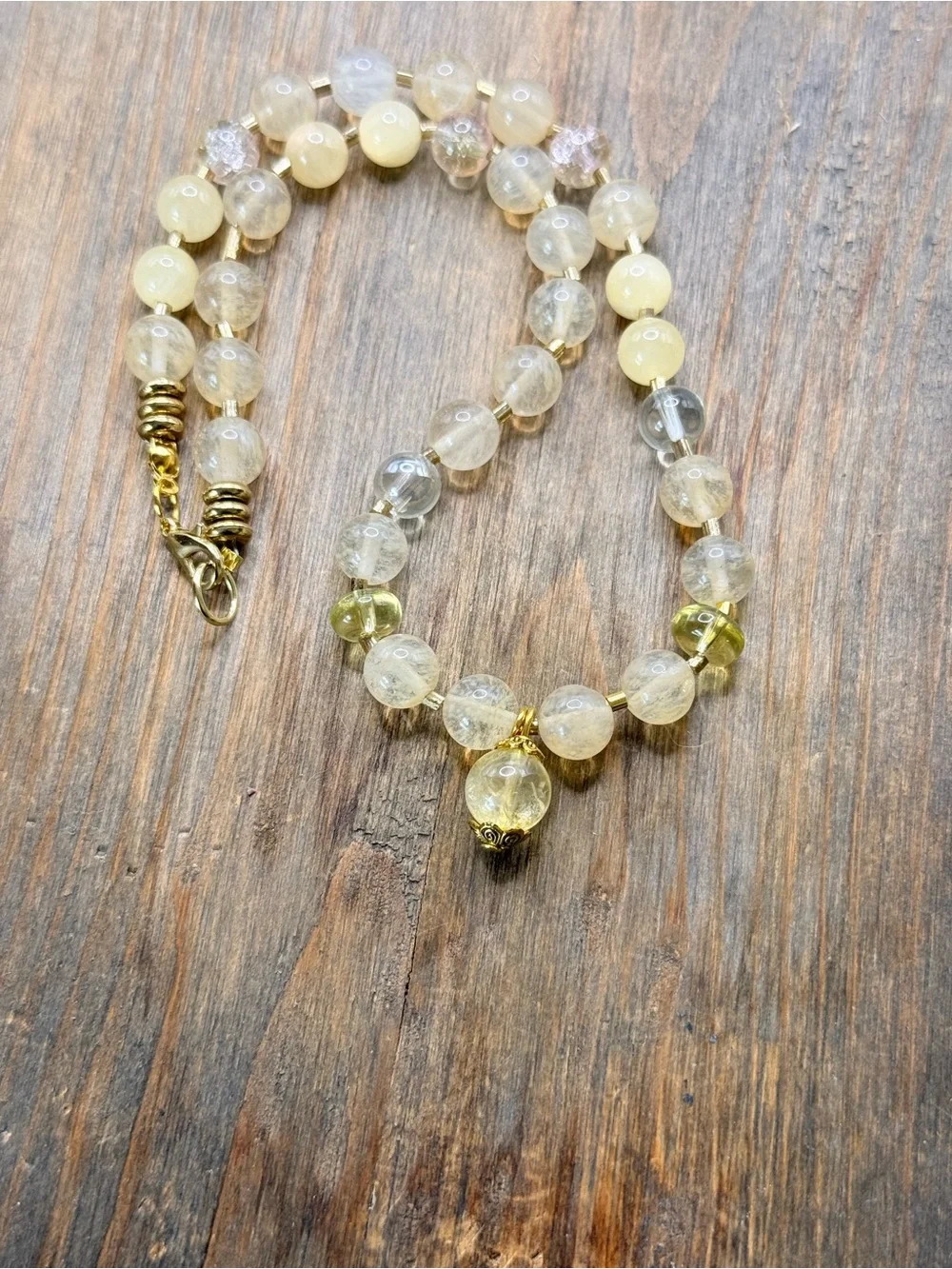 Chunky Citrine Yellow Beaded choker Necklace